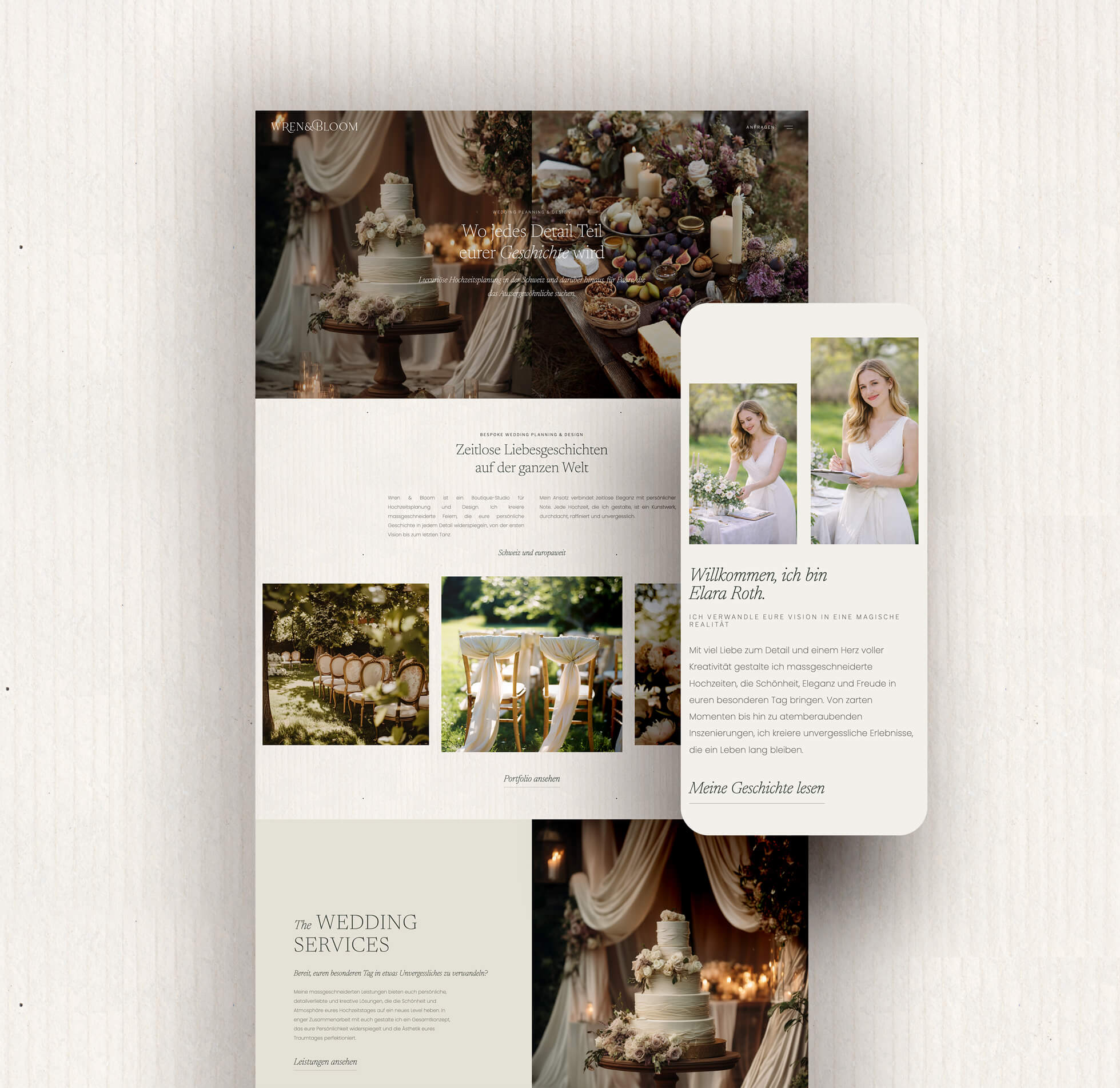 Webdesign-Projekt: Wren & Bloom Wedding Planner